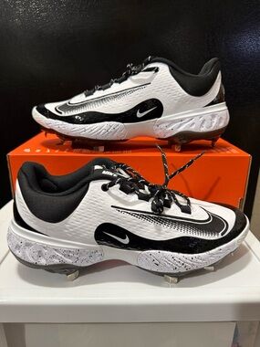 Nike Alpha Huarache Elite 4 Low Men's Sizes White Metal Cleats FD2745-110